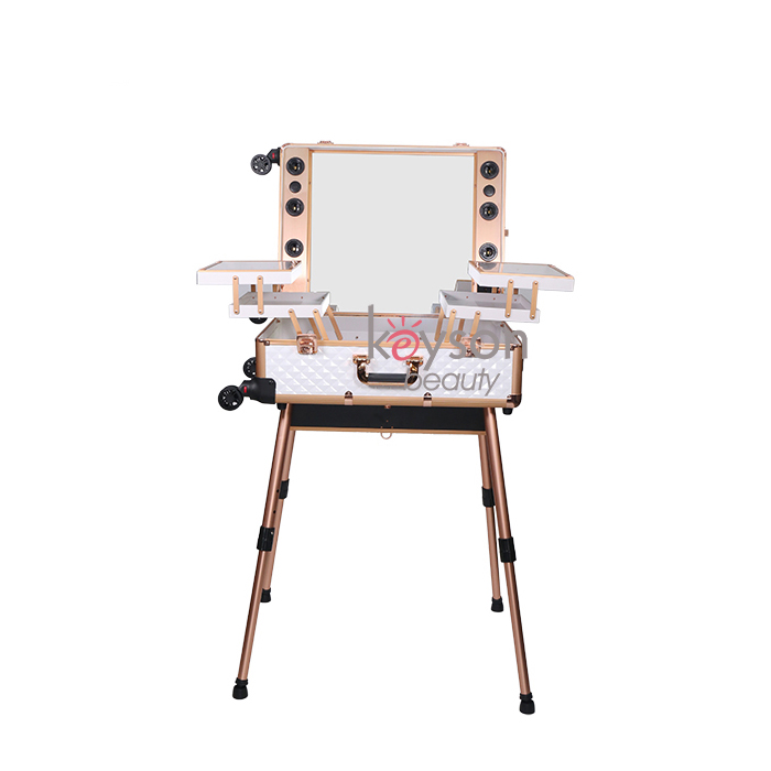 Makeup Train Case Station With Lights And Bluetooth Speaker Lc7004 - Makeup Train Case With Mirror And Lights Makeup Train Case Station With Lights And Bluetooth Speaker Lc7004 - Makeup Train Case With Mirror And Lights