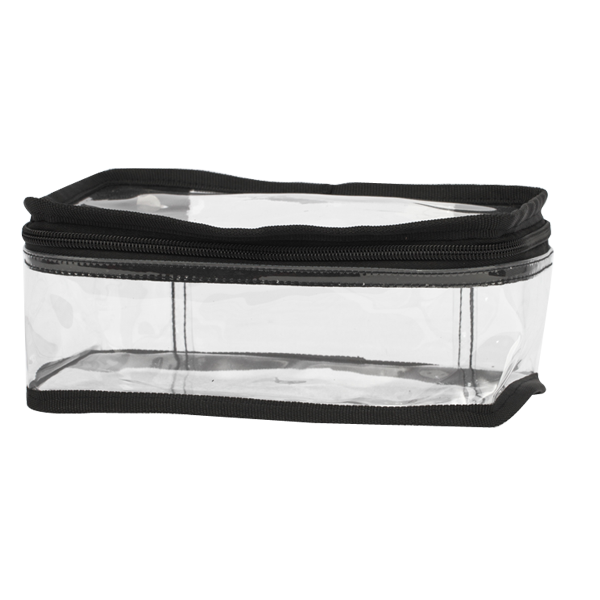 Clear PVC Cosmetic Pouch Organizer with Black Trim (KCL007) Clear PVC