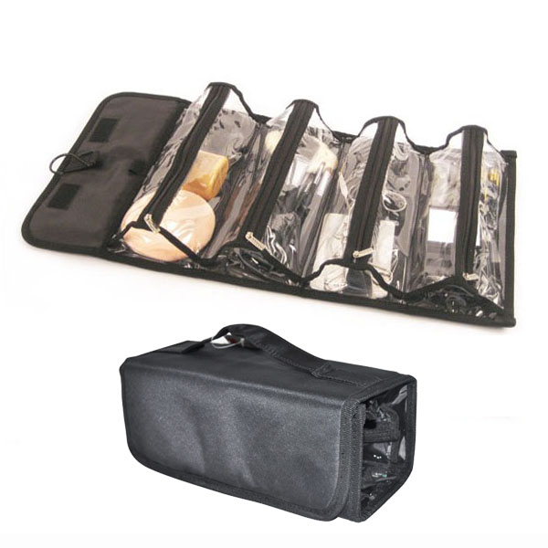 Roll up Hanging Travel Toiletry Bag Clear PVC Cosmetic Bag Organizer