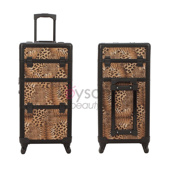 Leopard Print Trolley Beauty Case with 360 degree Wheels (LG521) - Trolley  Makeup Case - keysonbeauty